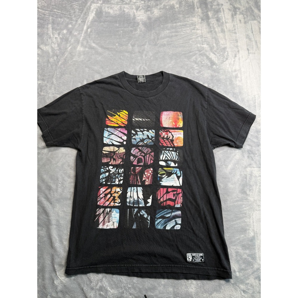Hustle Gang Of America T Shirt Mens L Black Cotton Abstract Graphic Short Sleeve